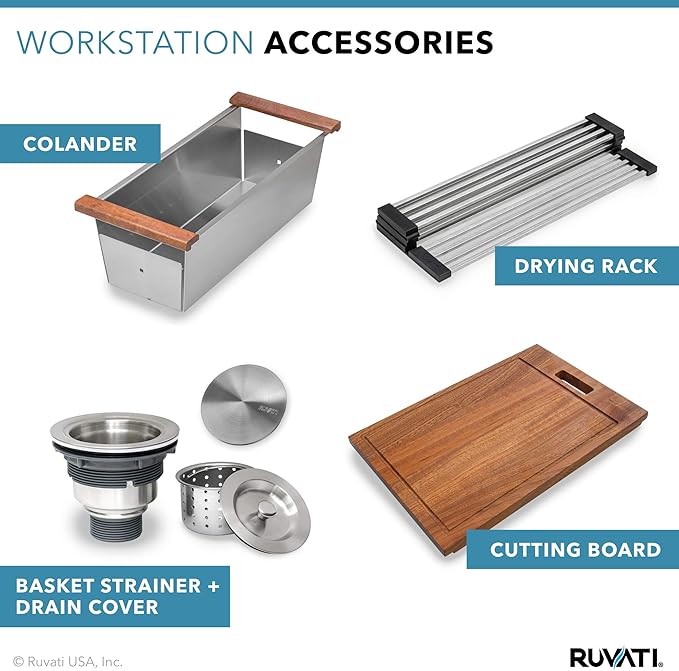 Ruvati 30-inch Workstation Ledge 50/50 Double Bowl Undermount 16 Gauge Stainless Steel Kitchen Sink - RVH8345