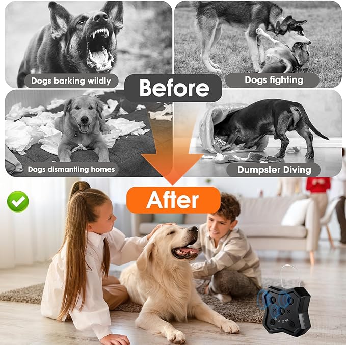 Anti Barking Device for Dogs: Ultrasonic Dog Bark Deterrent Devices with 3 Training Modes 50 FT | Dog Barking Silencer Bark Box for Indoor Outdoor | Stop Barking Control Device for Dogs (Black)
