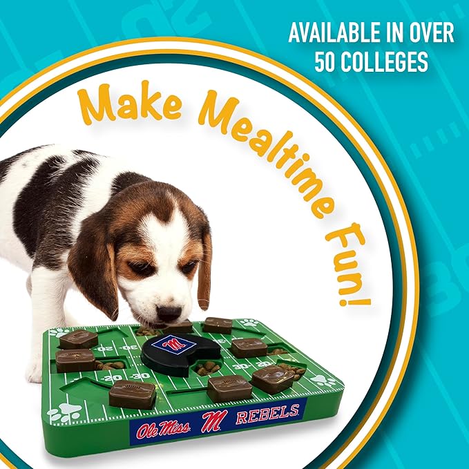 Pets First NCAA Mississippi OLE Miss Rebels Puzzle Toy, Puzzle Treat Dog Toy, Interactive Dog Treat Toy, Dog Puzzle
