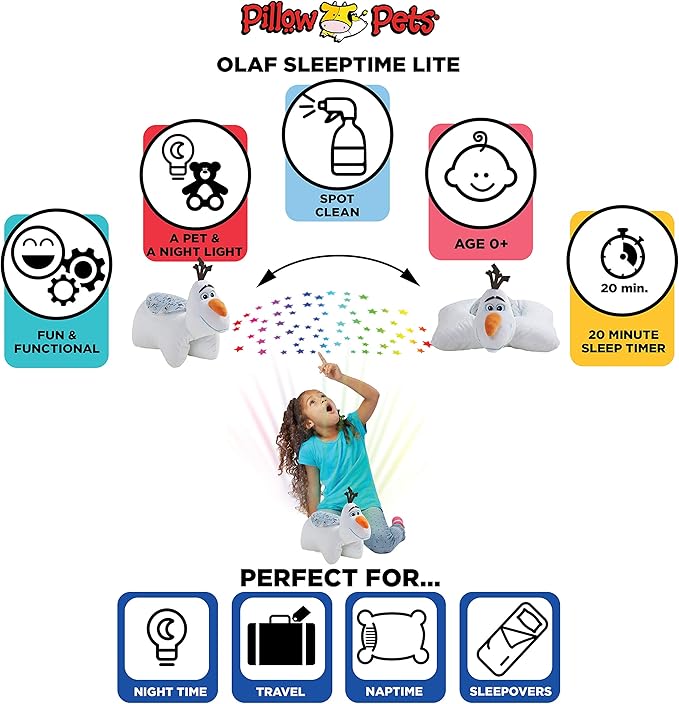 Pillow Pets Disney Frozen II Olaf Snowman Sleeptime Lite - Stuffed Animal Plush Nightlight