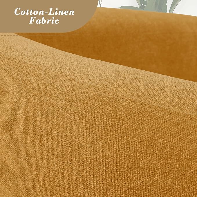 Athena Collection Modern Barrel Accent Chair with Ottoman, Furry Cozy Reading Arm Chair for Adults, Comfy Uphosltered Sofa Armchair with Footrest for Living Room, Bedroom, Small Space, Yellow