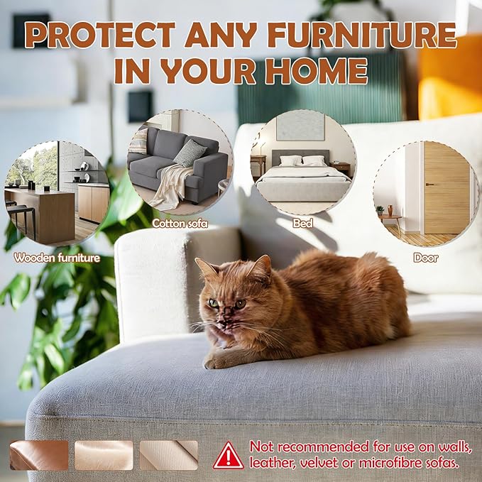 2026 2Pack Extra-Thick Transparent Anti Cat Scratch Furniture Protector, 118 x 11.8in Flexible Couch Corner Protector from Cat Claws，Single-Sided Sticky Couch Protectors, Cats Scratch Deterreent Tape