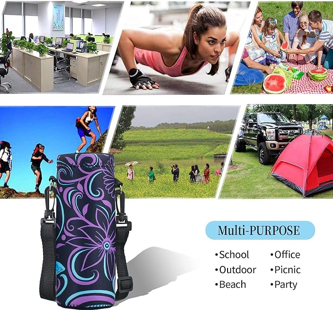 AUPET Water Bottle Bag Carrier,24oz/32oz Insulated Neoprene bottle Sling Holder Case Pouch Cover for 1000ML/750ML Bottles with Shoulder Strap for walking