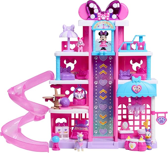 Disney Jr. Minnie Mouse Pet Hotel Playset, 20 Inch Playset, 25 Pieces Included, Ages 3 and Up, Kids Toys for Ages 3 Up by Just Play