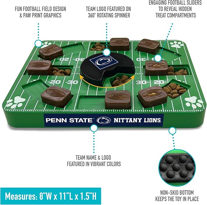NCAA Puzzle Toy Slow Feeder, Puzzle Treat Dog Toy, Interactive Dog Treat Toy, Dog Puzzle Feeding Slow Toy (Penn State Nittany Lions)