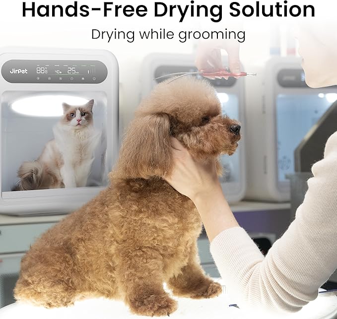 JirPet Pet Dryer Box, Pet Hair Dryer with Smart Chip Safety, 75L Dog Dryer Box with Quiet 40dB Drying, Auto Temp & Humidity Control, Strong Airflow for Long Hair Dogs & Cats, Professional Pet Dryer