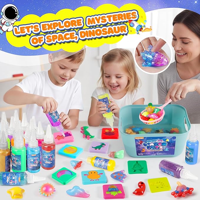 Magic Water Elf Toy Kit, Water Pets Toys for Kids, Easter Basket Stuffers, Aqua Fairy Water Gel Kit Squishy Maker, 36 Gels & 24 Molds, DIY Dinosaur Easter Space Make Your Own Squishies Toys Gifts