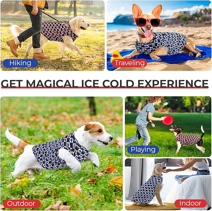 Dog Cooling Vest, Quick Dry Dog Summer Clothes Pet Vest Puppy Shirts, Sleeveless Dogs Cooling T-Shirts for Small Medium Large(Red Heart+Blue Heart, S)