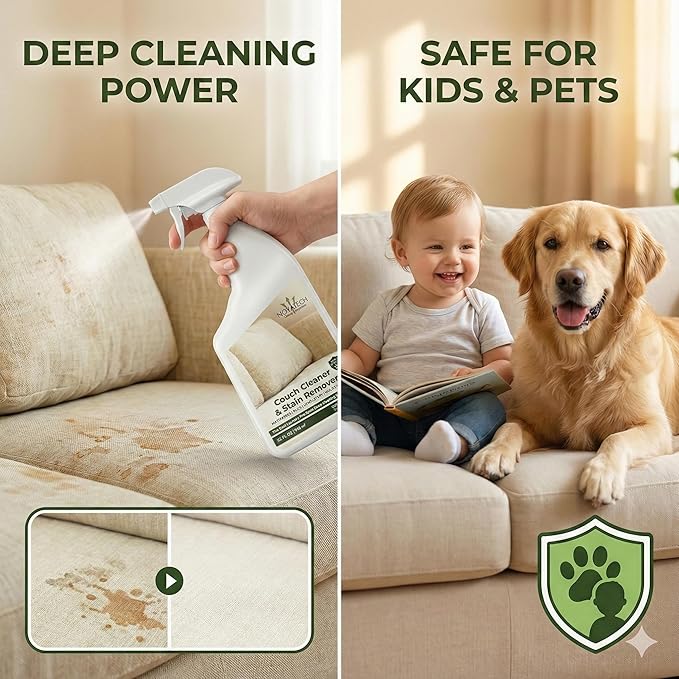 Couch Cleaner and Stain Remover Spray – Professional Strength, Multi-Surface Fabric and Upholstery Cleaner – Pet-Safe, Non-Toxic, Quick-Drying for Couches, Sofas & Car Interiors (combo)
