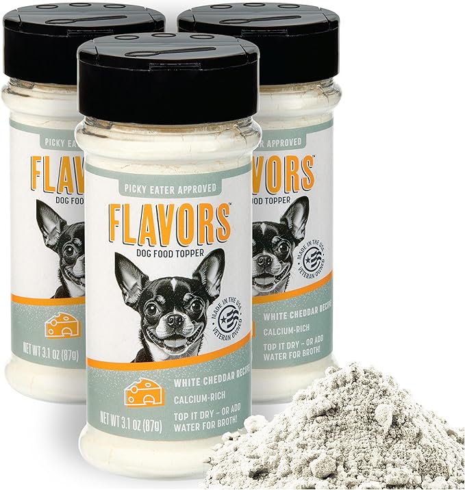 Flavors Dog Food Topper, Freeze-Dried, Grain-Free, (3 Pack), 3.1 oz - White Cheddar Recipe