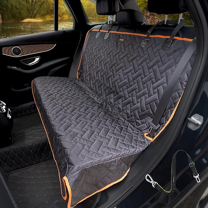 iBuddy Bench Dog Seat Cover, Oxford Cloth Vehicle Seat Cover for Car/SUV/Small Truck, Universal Fit, Black, Waterproof, Heavy Duty, Nonslip, Machine Washable