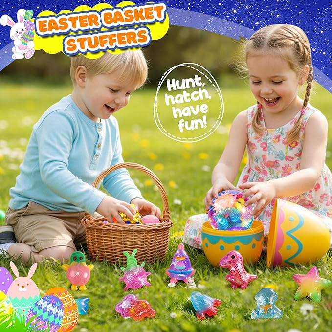 Magic Water Elf Toy Kit, Water Pets Toys for Kids, Easter Basket Stuffers, Aqua Fairy Water Gel Kit Squishy Maker, 36 Gels & 24 Molds, DIY Dinosaur Easter Space Make Your Own Squishies Toys Gifts
