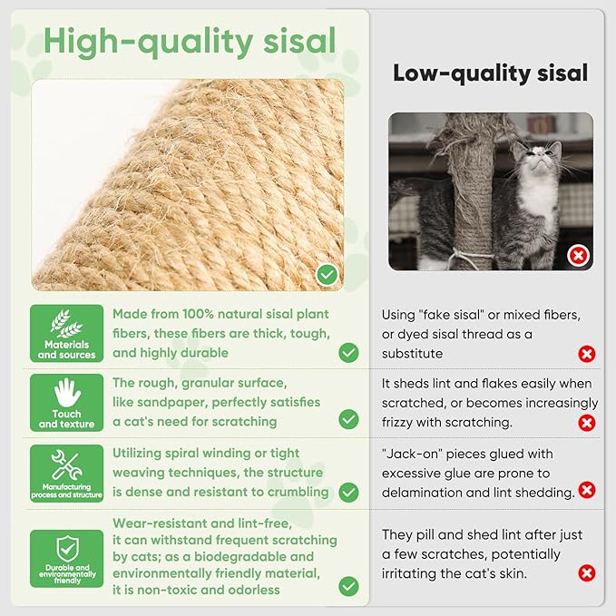 XiaZ Cat Scratching Post 34 Inches Tall, Cat Tower Scratcher Extra Wide 15.8" Stable Base with 2 Interactive Toy Balls, Premium Natural Sisal Pad for Small, Medium Large Cats (Light Gray, 4.5in)