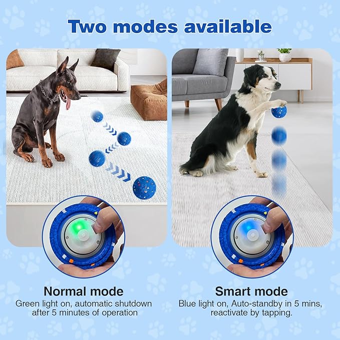 Interactive Dog Toys, Smart Interactive Dog Ball with E-TPU Silent Foam Material, Automatic Moving Pet Ball for Medium and Large Dogs, Type-C Rechargeable Vibrating Dog Toy to Keep Them Busy