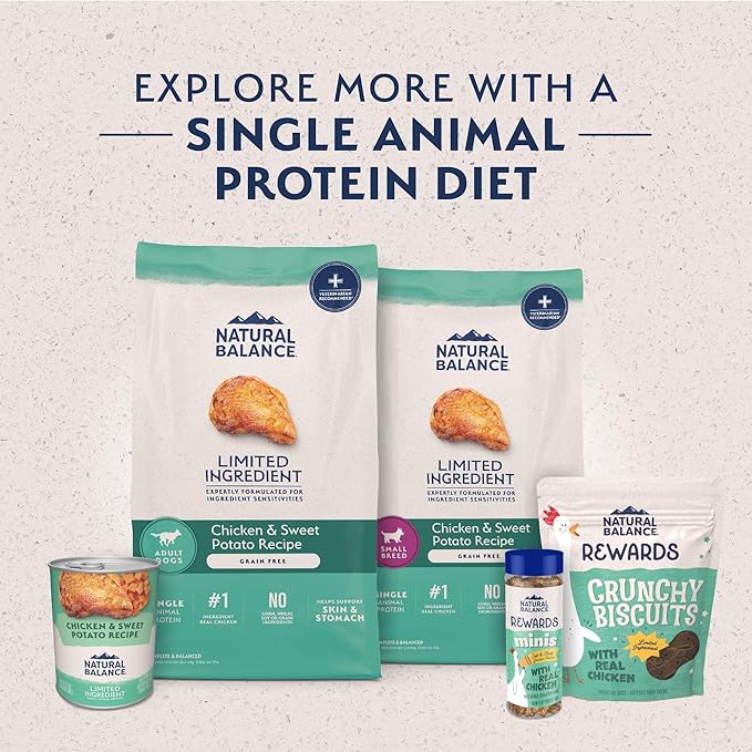 Natural Balance Limited Ingredient Adult Grain-Free Dry Dog Food, Chicken & Sweet Potato Recipe, 4 Pound (Pack of 1)