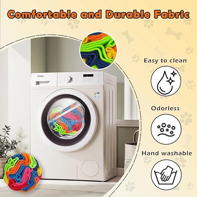 ABULL 3.9" Snuffle Ball for Dogs - Interactive Dog Puzzle Toy & Slow Feeder, Relieves Boredom & Exercises Sniffing by Sparking Foraging Instincts, Machine Washable for All Breeds (Rainbow, Small)