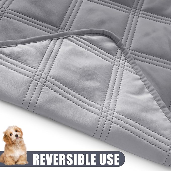 Smiry Waterproof Dog Bed Cover Blanket 30x53, Soft Reversible Pet Blanket, Washable Leakproof Cats Dogs Couch Cover for Sofa, Couch, Furniture, Lattice, Grey/Light Grey