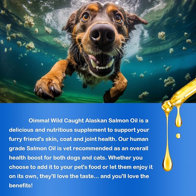 Omega 3 Fish Oil for Dogs -8.8 FL.OZ Salmon Oil for Dogs & Cats - Dog Fish Oil Supplement - Omega 3 Fish Oil for Pet Skin and Coat, Shedding, EPA + DHA, golden