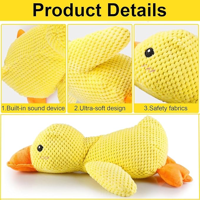 The Mellow Ducks Calming Pillow, Mellow Dog Calming Duck, 2025 New Yellow Duck Dog Toy, Dogs Ducks Toy with Quacking Sound for Indoor Dogs