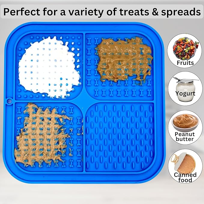 Dog Lick Mat - 2 Pack Slow Feeder for Dogs & Cats to Keep Them Busy Ideal for Grooming & Bathing - Anxiety Relief & Calming