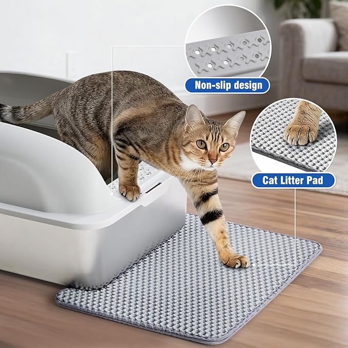Stainless Steel Cat Litter Box with Lid, High Sided Large Cat Litter Box for Anti-Urine Leakage, Included Scoop and Litter Mat, Light Gray