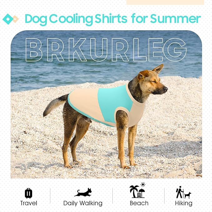 BRKURLEG Summer Dog Cooling Vest Quick Dry Breathable Dogs Cooling Shirts UPF 50+ Sun Protection Dog Shirt Lightweight Pet Shirts for Outdoor Adventures, Walking, Beach, GreenYellow, M