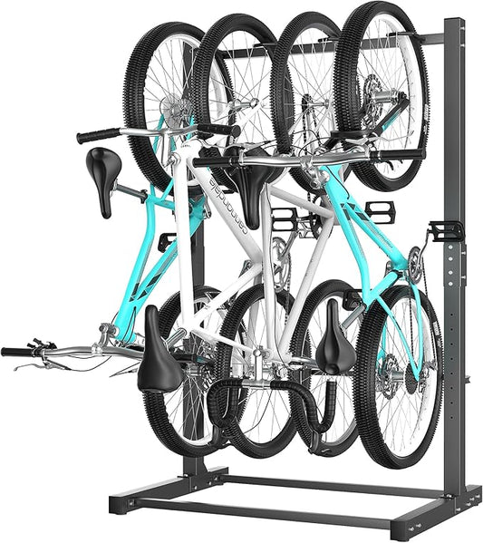 Ultrawall Freestanding Bike Rack, Vertical Bike Storage Stand for Garage, Indoor Bicycle Organizer, Holds Up to 4 Bikes
