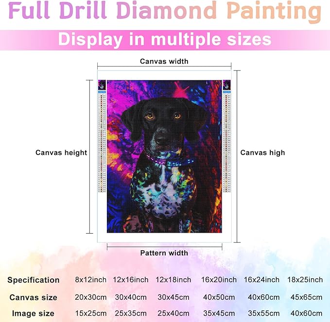 Dalmatian Under The Neon Lights Art Kits for Adults, Animal 5d DIY Diamond Painting by Numbers Kit for Adults, Full Drill Diamond for Gift Wall Decor Gem Arts 20 * 24Inch