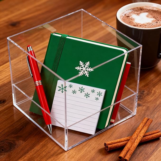 Acrylic Box Clear Display Boxes with Lids 4 Packs 5.9x5.9x5.9Inch Acrylic Square Cube Decorative Boxes Jewelry Storage Box for Valentine's Day Gift Wrap Candy Containers