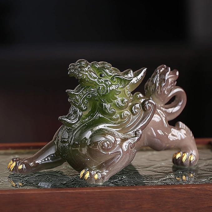 Color Changing Tea Pet, Tea Set Accessories Traditional Gongfu Tea Set Accessory, for Tea Lover Friends (Green pixiu)
