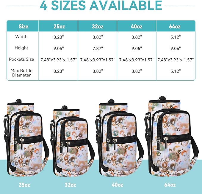 AUPET Water Bottle Sling Bag Sleeve Holder Carrier 25/32/40/64 oz,Insulated Crossbody Water Bottle Case Cover with Strap and Pockets for Men/Women Walking Hiking
