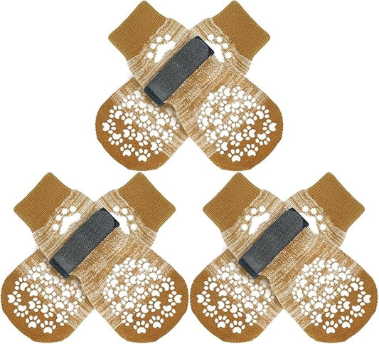 EXPAWLORER 6PCS Anti-Slip Dog Socks to Prevent Licking Paws,Dog Shoes for Hot Pavement,Best Paw Protector Traction Control on Hardwood Floor,Dog Booties for Puppy Small Medium Large Senior Dogs