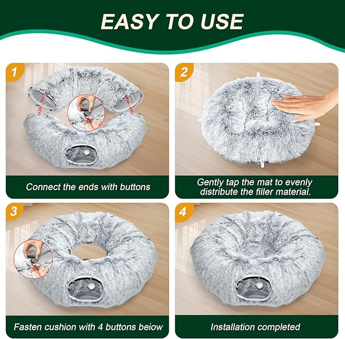 Multifunctional Cat Tunnel Toy - XL Interactive Cat Play Tunnel with Climbing Holes and Thick Resting Mat, Ideal for Mult Homes and Extended Playtime