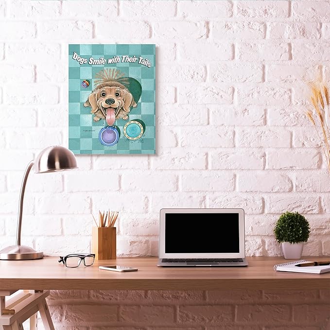 Stupell Industries 'Dogs Smile with Their Tails Funny Cartoon Pet Design', Canvas Art, 24 x 30 Inches, Easy to Hang and Sturdy, Made in USA, by Gary Patterson