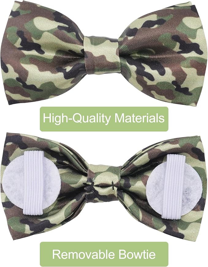 PET SHOW 10 Pack Camo Big Dog Bow Ties for Large Medium Dogs Sliding Collar Attachments Colorful Camouflage Bowties Classic Bowknots Party Holiday Pet Grooming Accessories(Large)