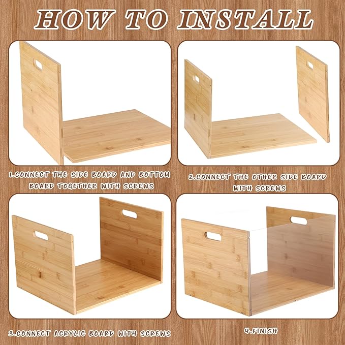 Clear Acrylic File Box Hanging File Organizer with 30 Pcs Hanging File Folders Bamboo Hanging Folder Storage Filing Crate Bin Holder with Handle for Home Office Desk Letter Size