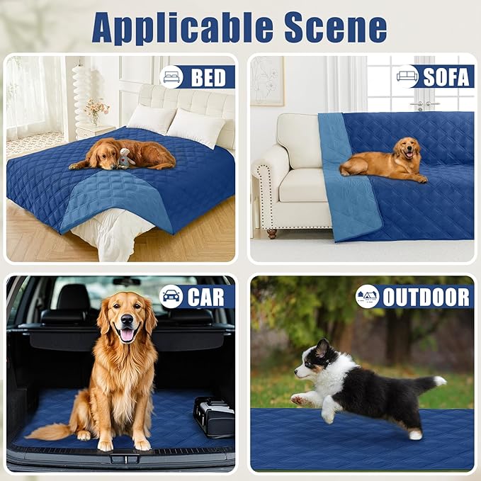 Smiry Waterproof Dog Bed Cover Blanket 52x82, Soft Reversible Pet Blanket, Washable Leakproof Cats Dogs Couch Cover for Sofa, Couch, Furniture, Lattice, Navy/Blue