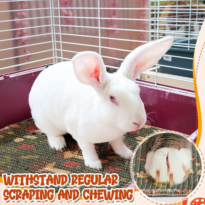 2 Pcs 16 x 12''Rabbit Scratch Mat Natural Bunny Scratching Pad Claws and Teeth Care Rabbit Mats for Cages Chew Toys Bunny Pet Cage Bedding for Biting Sleeping Nesting