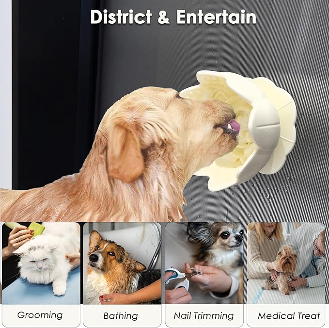 Dog Lick Bowl,Anxiety Relief Slow Feeder Dog Lick Mat Treat Dispenser, Non-Slip Licking Bowl Enrichment Toys for Small Medium Breeds Dogs (Purple, 12x12x7.6CM)