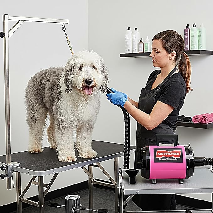 METROVAC AFTD-3 Air Force Commander 2-Speed Pet Grooming Dryer Pink | High Velocity Dog Hair Blower 4.0 HP USA