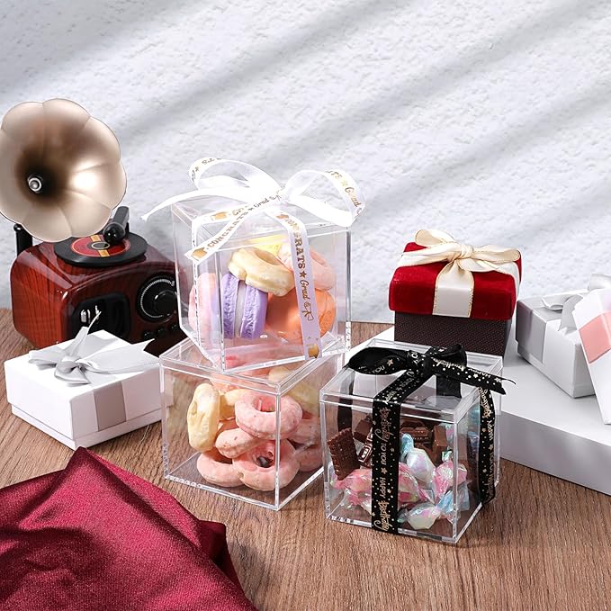 12 Pcs Clear Acrylic Box with Lid, Decorative Plastic Display Box, Acrylic Gift Boxes Mini Acrylics Containers Tiny Square Boxes Clear Storage Containers for Candy Jewelry Cosmetics 3x3x3 Inch