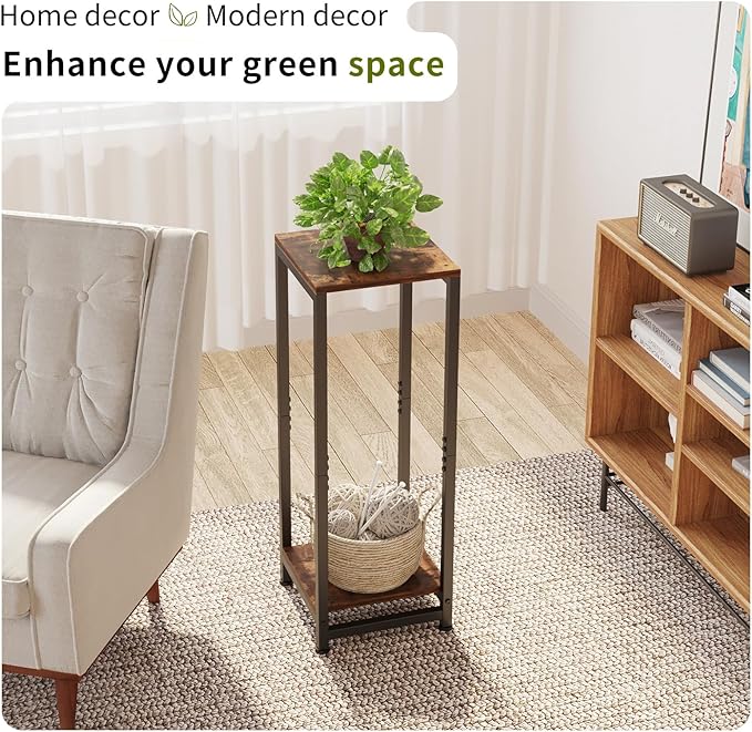 2-Tier Tall Plant Stand Indoor, Corner Plant Stands for Indoor Plants Multiple, Multi-Functional Small Side Table for Living Room, Bedroom, Balcony