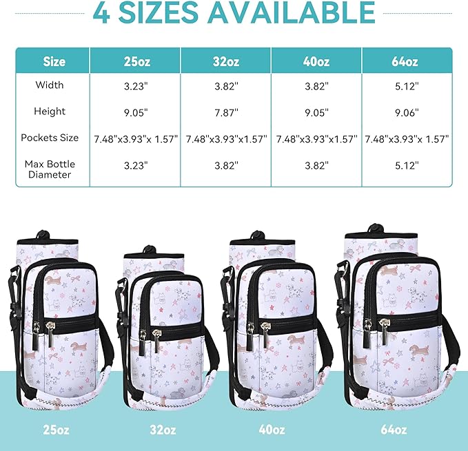AUPET Water Bottle Sling Bag Sleeve Holder Carrier 25/32/40/64 oz,Insulated Crossbody Water Bottle Case Cover with Strap and Pockets for Men/Women Walking Hiking