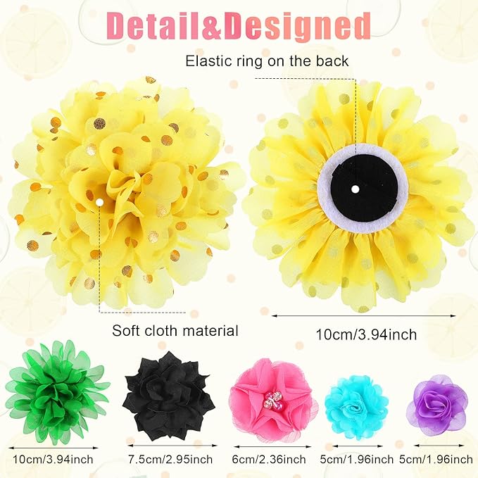 Saintrygo 42 Pcs Dog Collar Flowers Bow Accessories Bulk Multi Color Dog Floral Charms Bow Tie Pet Flower Bows for Small Medium Large Puppy Cat Grooming Easter Wedding Birthday Parties(Fresh Colors)