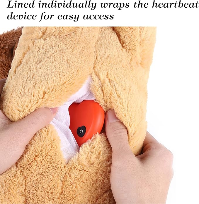 3T GROUP Heartbeat Puppy for Dogs Stuffed Animal with Heartbeat Toy for Puppy Essentials Sleep Aid Pet Behavioral Training Anxiety Relief Calming Plush Pillow(Yellow)