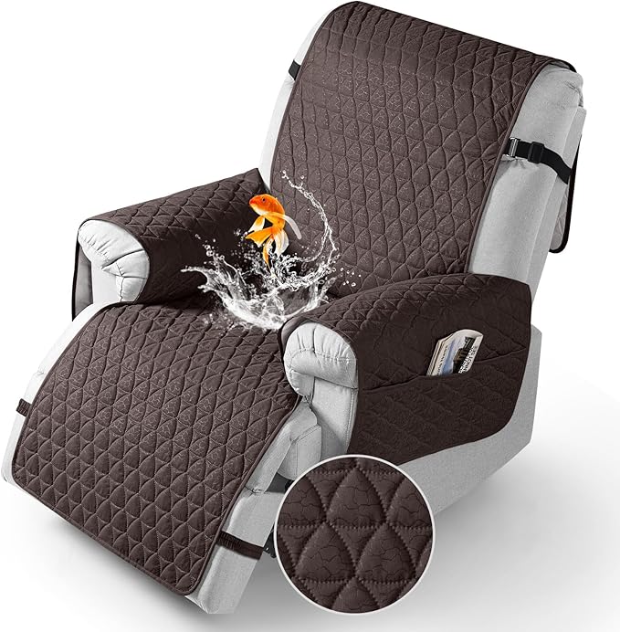 TAOCOCO 100% Waterproof Recliner Cover - Recliner Cover with Non-Slip Granule, Recliner Chair Covers with Elastic Band, Recliner Chair Covers for Reclining Chair(Chocolate, Large-28'')