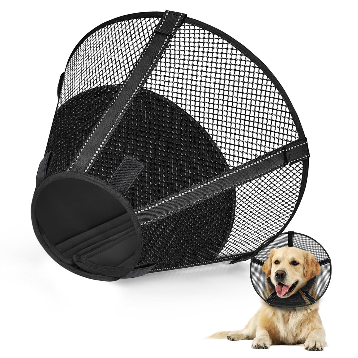 Mesh Dog Cone Collar Soft to Stop Licking Surgery Recovery - Image 1