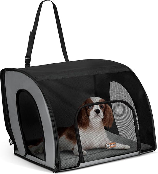 K&H Pet Products Enclosed Dog Car Seat – Soft-Sided Travel Safety Carrier with Mesh Windows & Washable Pad