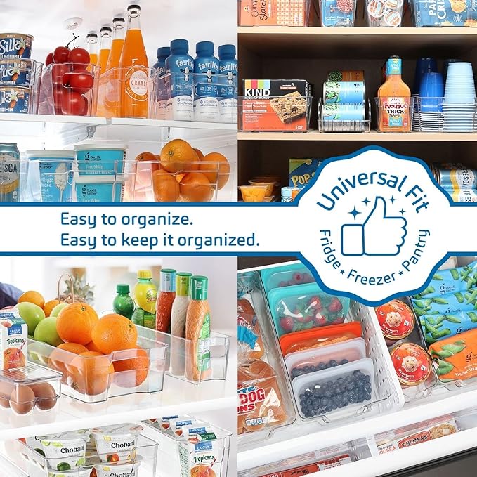 STORAGEBUD Fridge Organizer - 10 Pieces refrigerator organizer bins - Pantry Organization and Storage for Fridge & Refrigerator- BPA Free Freezer Organizer Bins