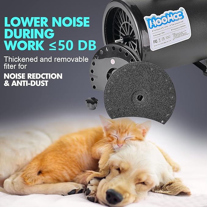 Dog Dryer, 4.5HP All-in-one Pet Grooming Dryer with Adjustable Speed and Temperature Control Dog Blow Dryer, Dog Hair Dryer with 4 Nozzle, Comb, Towel & Glove (Black)